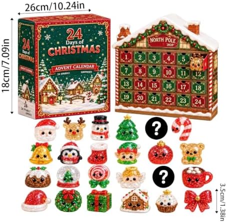 Christmas Squishies Advent Calendar 24 Days, Cute Squishy Slow Rising Stress Relief Toys, Unique Desktop Christmas Decorations & Ornaments for Home, Office, Winter Countdown Gift Mystery Box