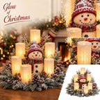 Christmas Lighted Centerpiece with Flameless Candle Glow (Snowman)