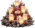 Christmas Lighted Centerpiece with Flameless Candle Glow (Snowman)
