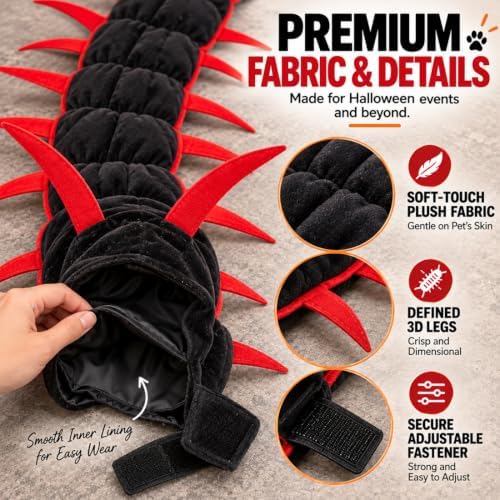 Centipede Cat Costume, 3D Halloween Centipede Costume for Cats & Small Dogs