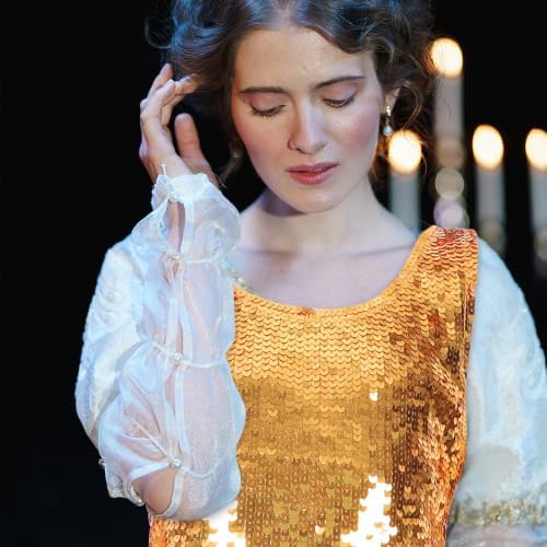 Golden Sequins Tassel Vest for Women Stage Party Costume Top