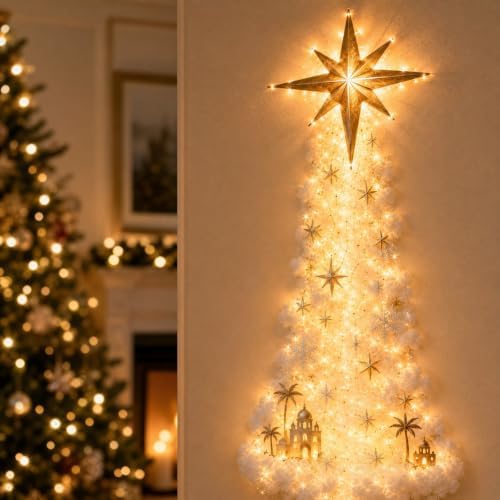 24'' Christmas Magic Trail Wall Light, Santa Sleigh Reindeer Wall Lights F