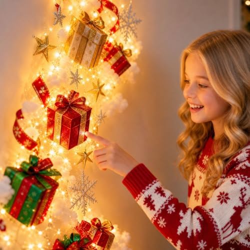 24'' Christmas Magic Trail Wall Light, Santa Sleigh Reindeer Wall Lights F