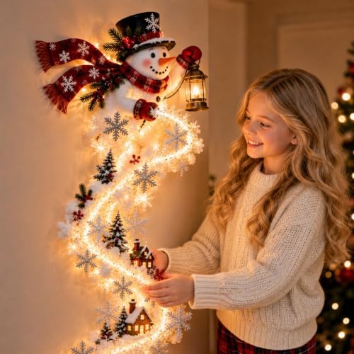 24'' Christmas Magic Trail Wall Light, Santa Sleigh Reindeer Wall Lights F