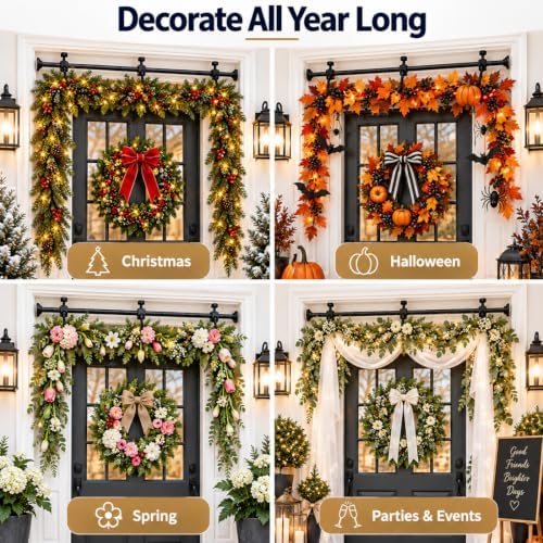 Garland Hanger for Front Door, Adjustable No Hardware Garland Hanger