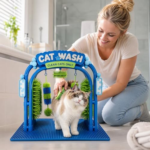 Interactive Cat Wash Toy & Self Grooming Station, Cat Car Wash Scratcher