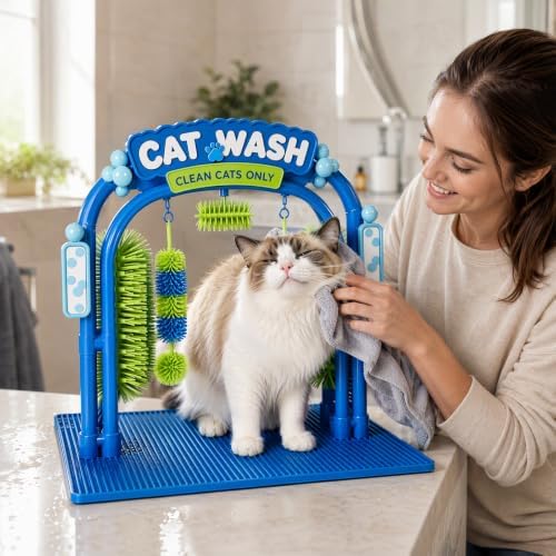 Interactive Cat Wash Toy & Self Grooming Station, Cat Car Wash Scratcher
