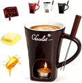 Chocolate Melting Mug with Fork, Ceramic Fondue Cup