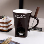 Chocolate Melting Mug with Fork, Ceramic Fondue Cup