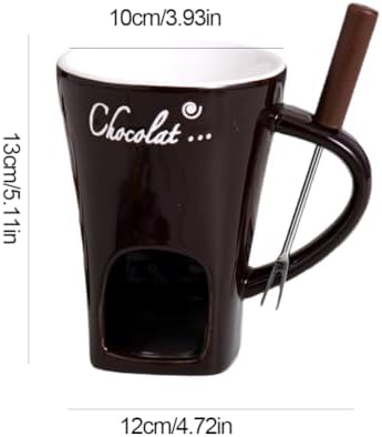 Chocolate Melting Mug with Fork, Ceramic Fondue Cup