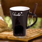Chocolate Melting Mug with Fork, Ceramic Fondue Cup