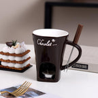 Chocolate Melting Mug with Fork, Ceramic Fondue Cup