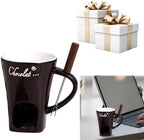 Chocolate Melting Mug with Fork, Ceramic Fondue Cup