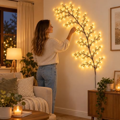 Willow Vine Lights for Wall, Enchanted Willow Vine Lights with Remote，7.5FT