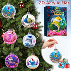 2026 Advent Calendar, 24 Days 2D Acrylic Christmas Ornaments, #F