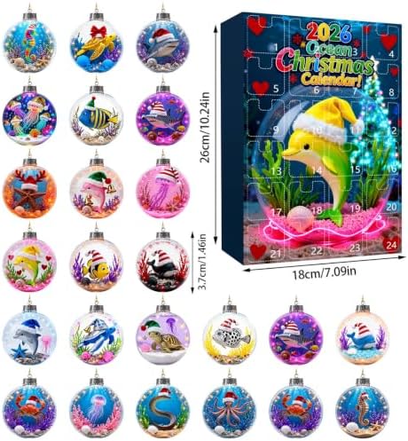 2026 Advent Calendar, 24 Days 2D Acrylic Christmas Ornaments, #F