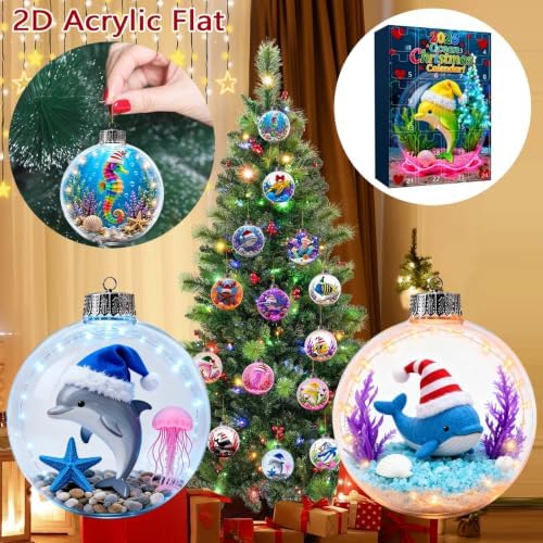 2026 Advent Calendar, 24 Days 2D Acrylic Christmas Ornaments, #F