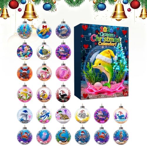 2026 Advent Calendar, 24 Days 2D Acrylic Christmas Ornaments, #F