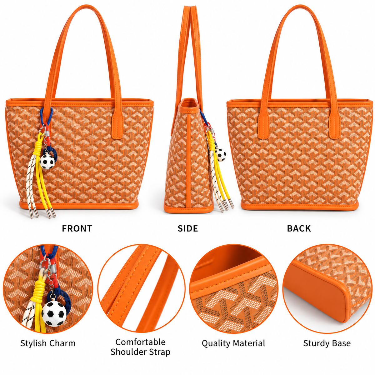 Luxury Collection Designer Women's Handbag Tote ‚Äì Geometric Print PU Leather with Zipper Closure
