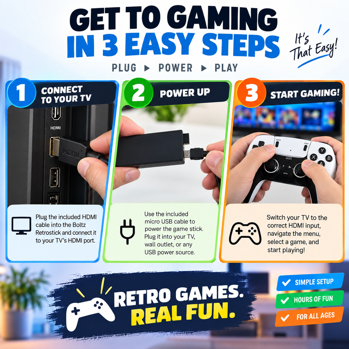 Retro Game Stick 4K Wireless Video Game Console with 40000 Games and 26 Emulators Dual 2.4G Wireless Controllers