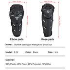 VEMAR New Motorcycle Elbow Guards Knee Pads Adjustable Motocross Racing Elbow/Knee Protector 4pcs Moto Cycling Protective Gear