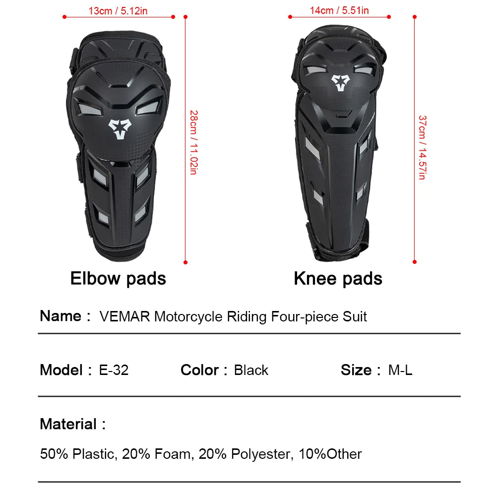 VEMAR New Motorcycle Elbow Guards Knee Pads Adjustable Motocross Racing Elbow/Knee Protector 4pcs Moto Cycling Protective Gear