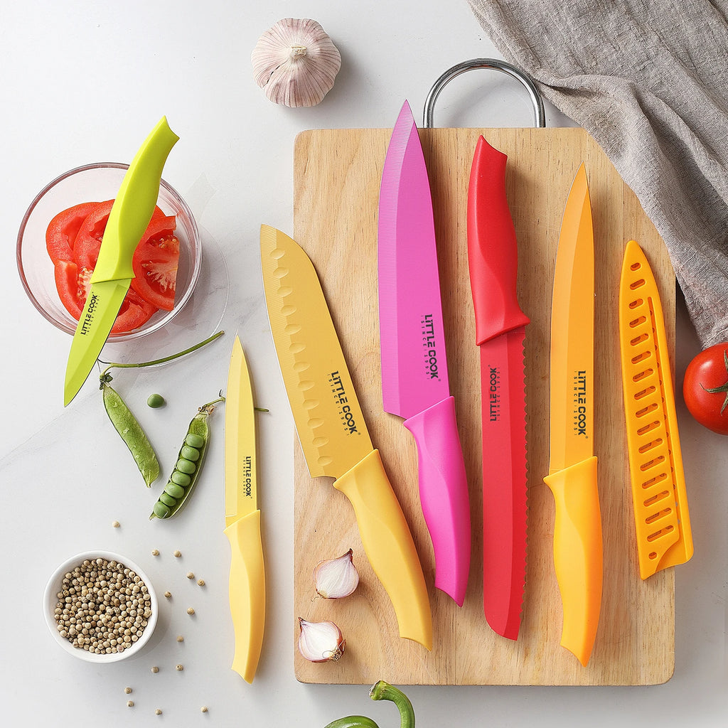 6PCS Stainless Steel Kitchen Chef Knife Set with Protective Cover for Home and Kitchen