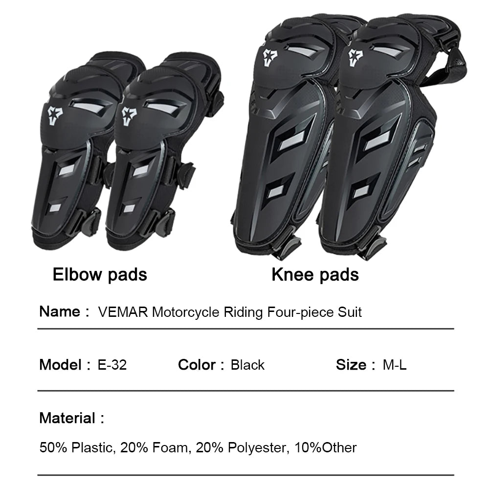 VEMAR New Motorcycle Elbow Guards Knee Pads Adjustable Motocross Racing Elbow/Knee Protector 4pcs Moto Cycling Protective Gear