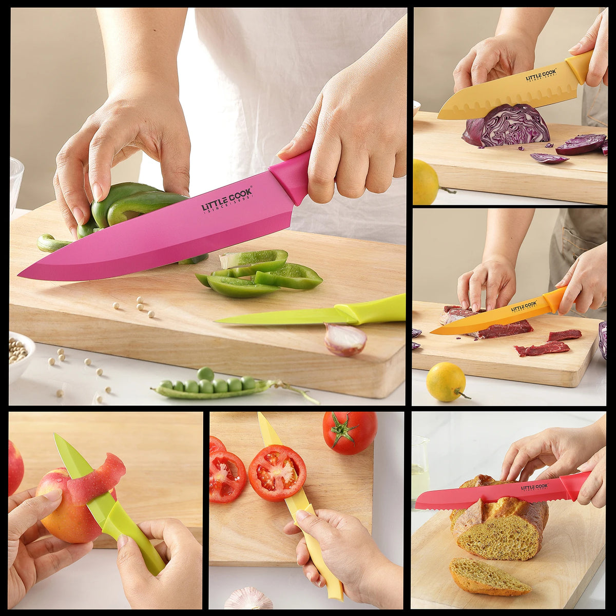 6PCS Stainless Steel Kitchen Chef Knife Set with Protective Cover for Home and Kitchen