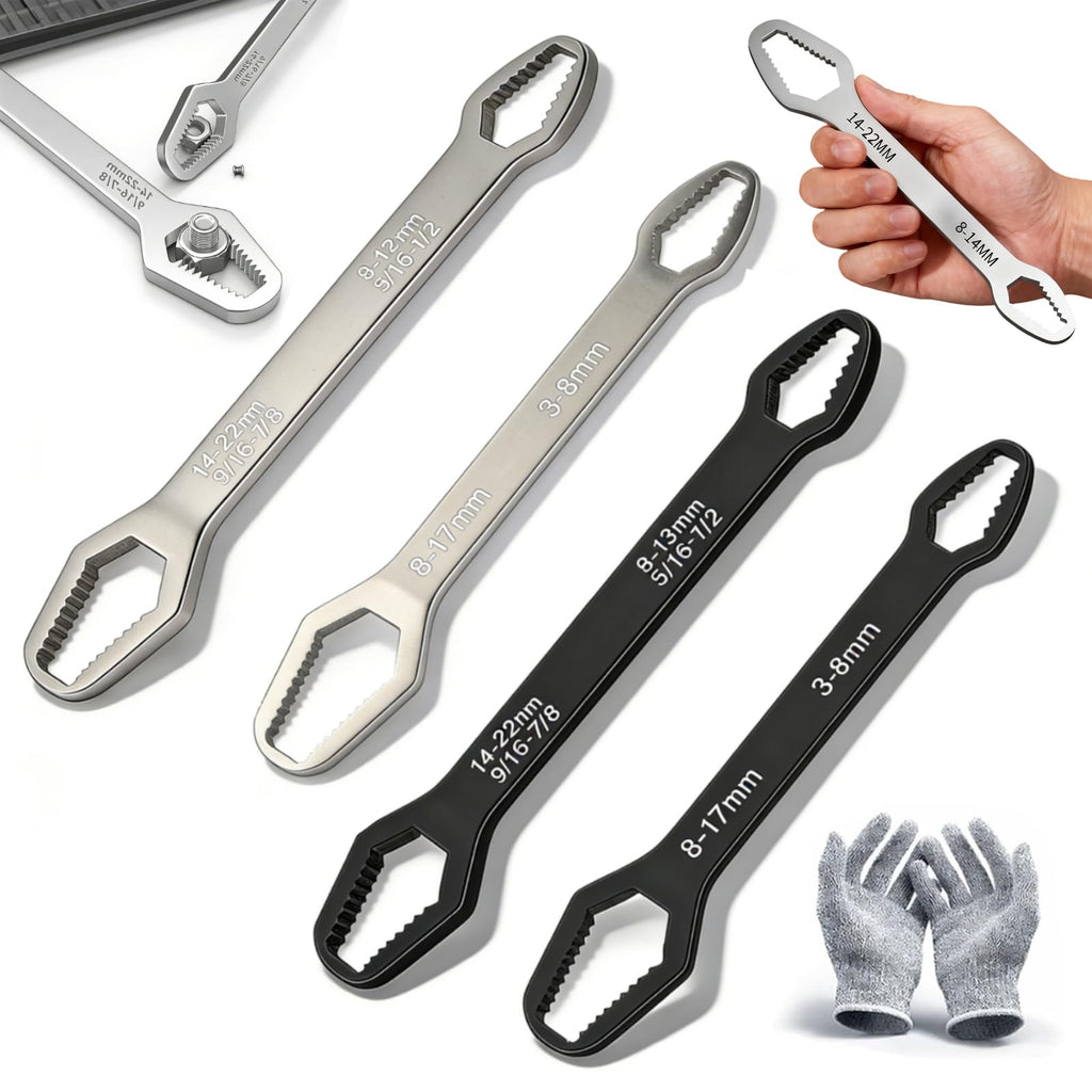 Universal Double Ended Wrench Set, Self Adjusting Heavy Duty Multifunctional Repair Tool