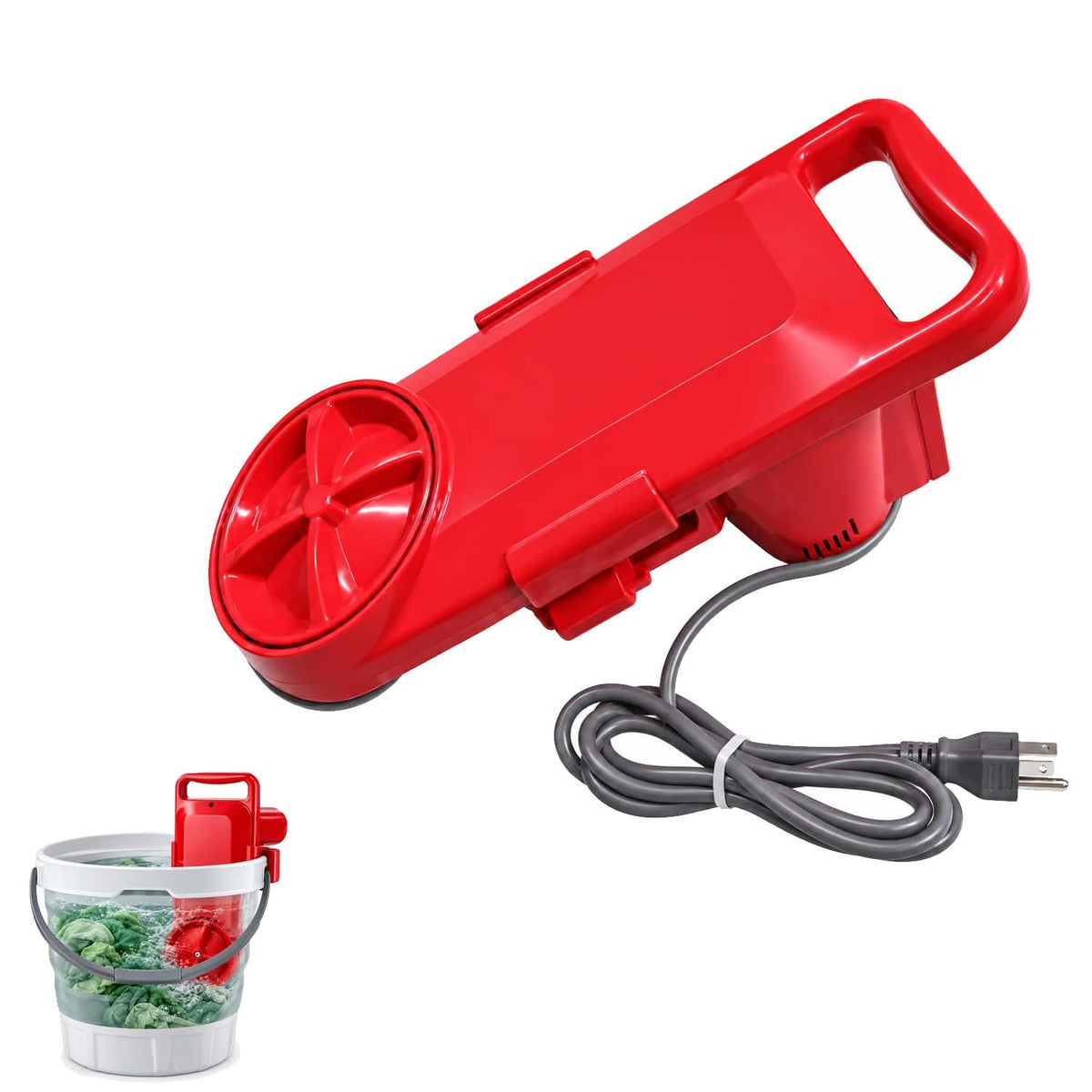 Portable Bucket Washing Machine, 5-Gallon Mini Washer with Timer (red)