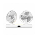 Dual Head Ceiling Fan 2-in-1 USB Desk Fan, 3-Speed Quiet Airflow with Light (White)