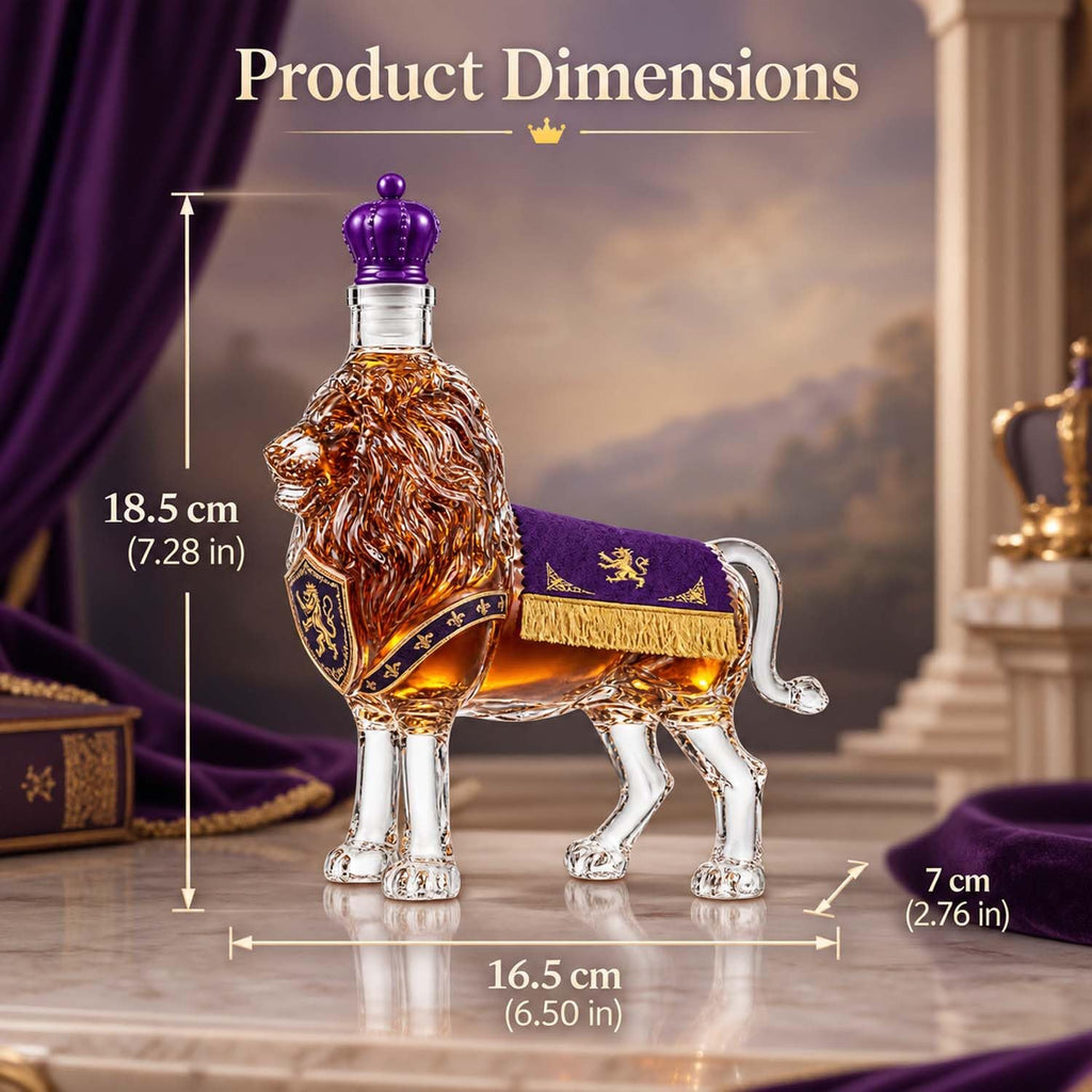 Royal Lion Whiskey Decanter, 3D Crown Glass Bottle