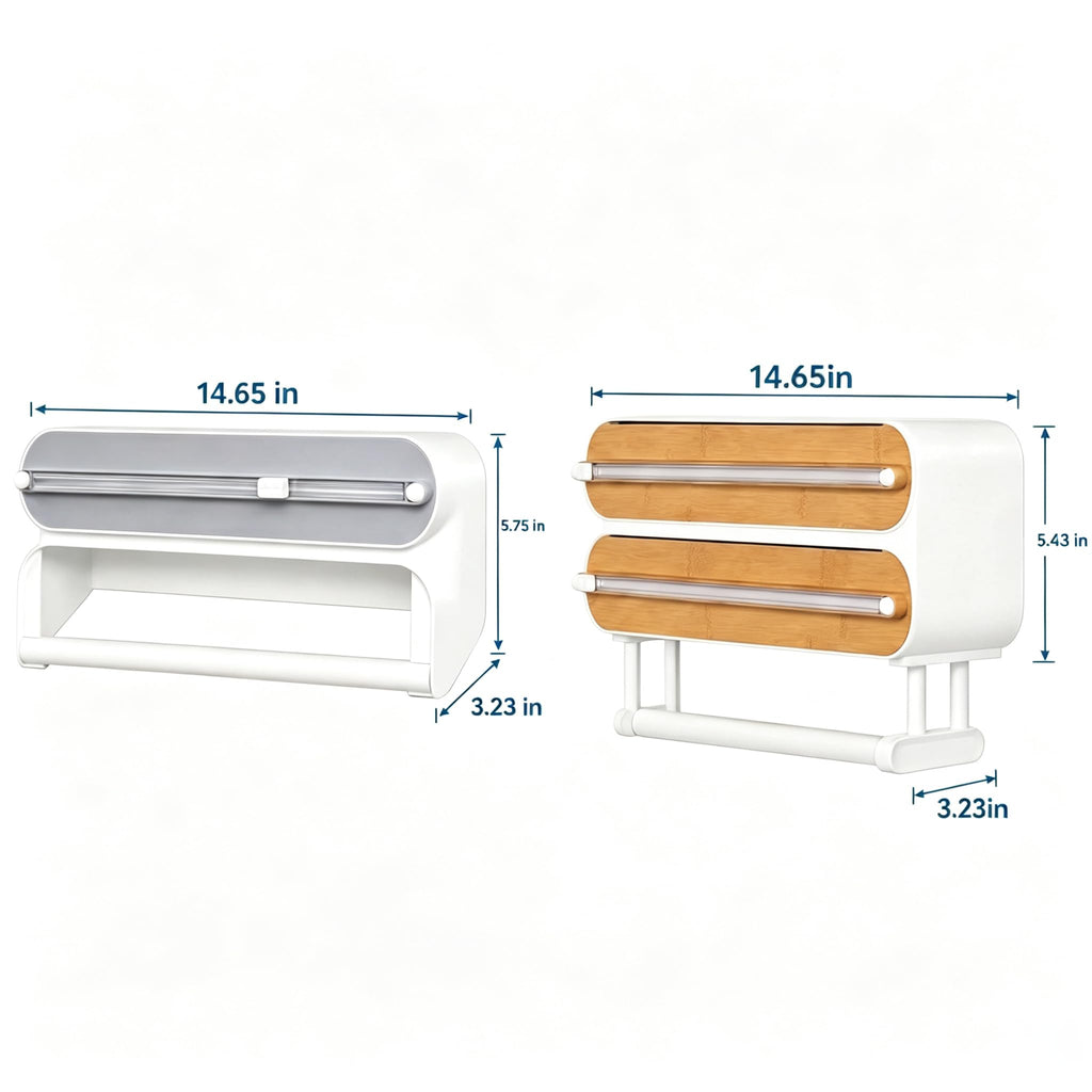 Magnetic Foil & Plastic Wrap Organizer, 3-in-1 Dispenser with Cutter (B, XL)
