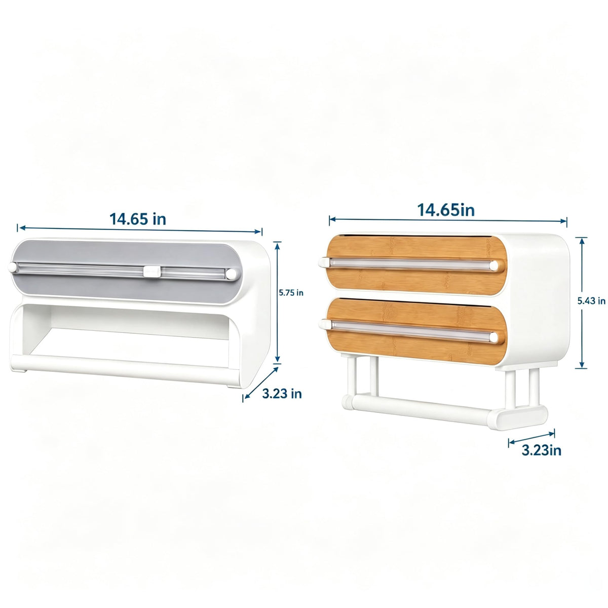 Magnetic Foil & Plastic Wrap Organizer, 3-in-1 Dispenser with Cutter (B, XL)