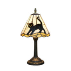 Tiffany Stained Glass Black Cat Table Lamp for Home Decoration
