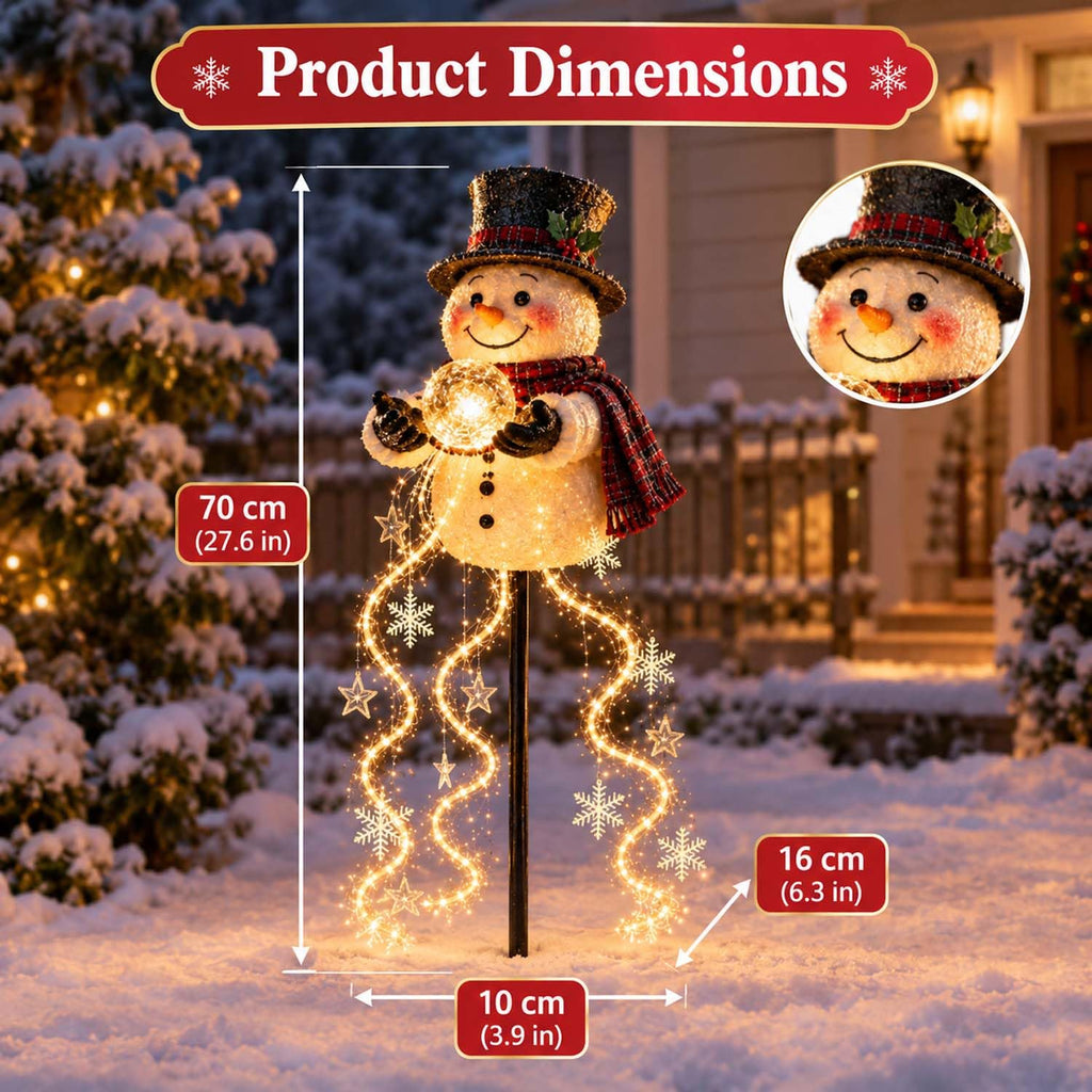 Snowman Magic Fountain Solar Holiday Light, Cascading Snowflake LED