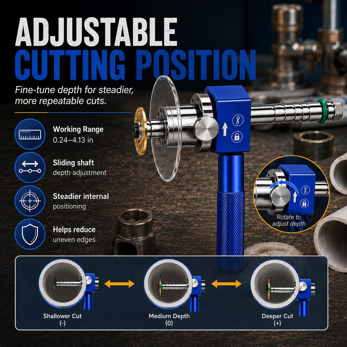 Precision PVC Internal Pipe Cutter, 1-1/4" PVC Inside Pipe Cutter Tool