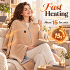 2027 Heated Shawl Wraps for Women Washable Heated Poncho Blanket Cordless，A