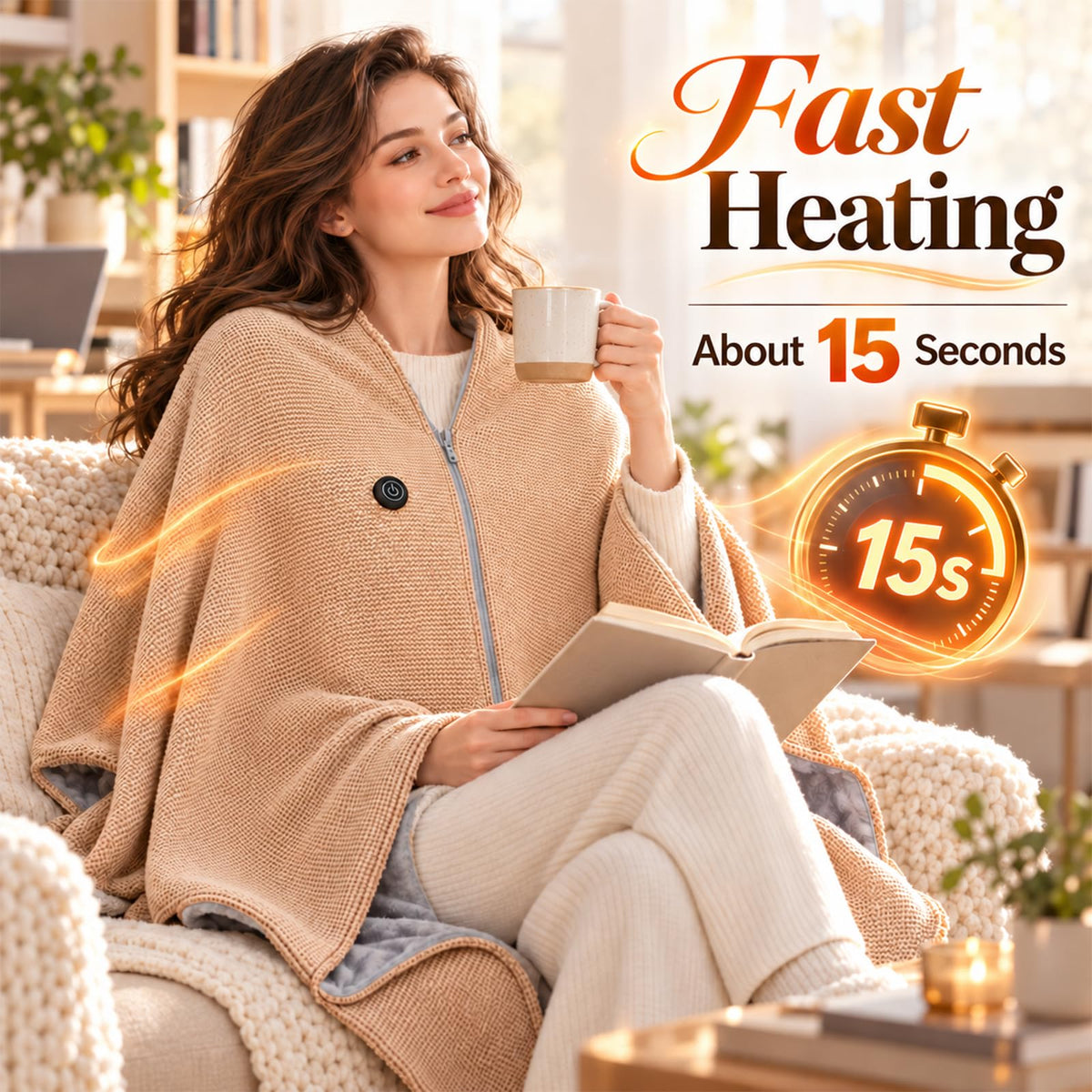2027 Heated Shawl Wraps for Women Washable Heated Poncho Blanket Cordless，A