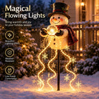 Snowman Magic Fountain Solar Holiday Light, Cascading Snowflake LED