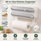 Magnetic Foil & Plastic Wrap Organizer, 3-in-1 Dispenser with Cutter (B, XL)