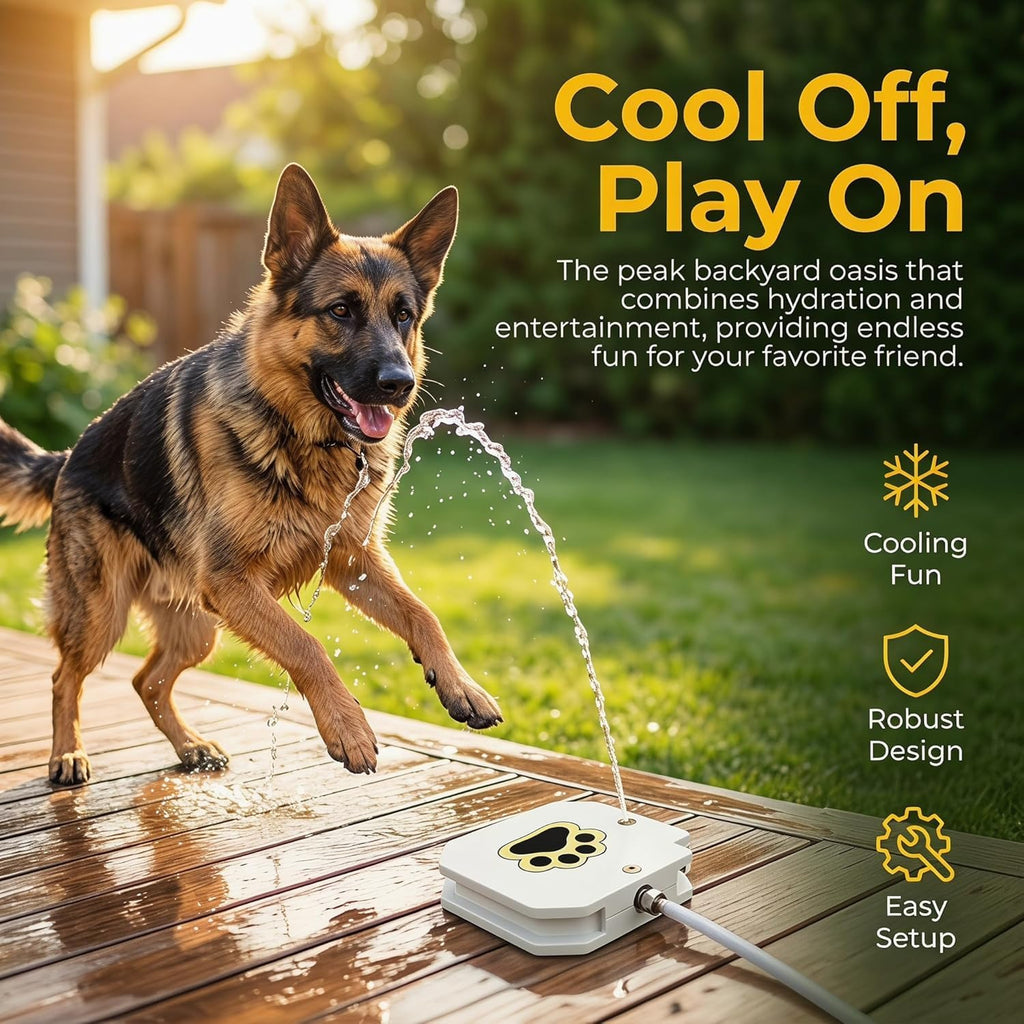 Paw Activated Outdoor Dog Water Fountain, Heavy-Duty Sprinkler with Brass Valve