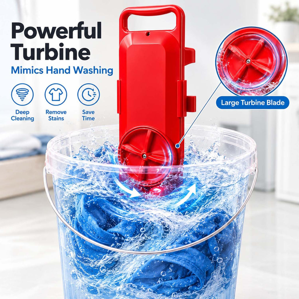 Portable Bucket Washing Machine, 5-Gallon Mini Washer with Timer (red)