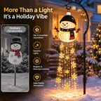 Snowman Magic Fountain Solar Holiday Light, Cascading Snowflake LED