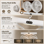 Dual Head Ceiling Fan 2-in-1 USB Desk Fan, 3-Speed Quiet Airflow with Light (White)