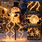 Snowman Magic Fountain Solar Holiday Light, Cascading Snowflake LED