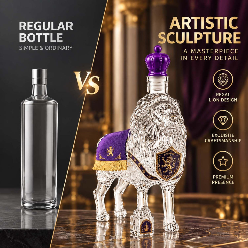 Royal Lion Whiskey Decanter, 3D Crown Glass Bottle