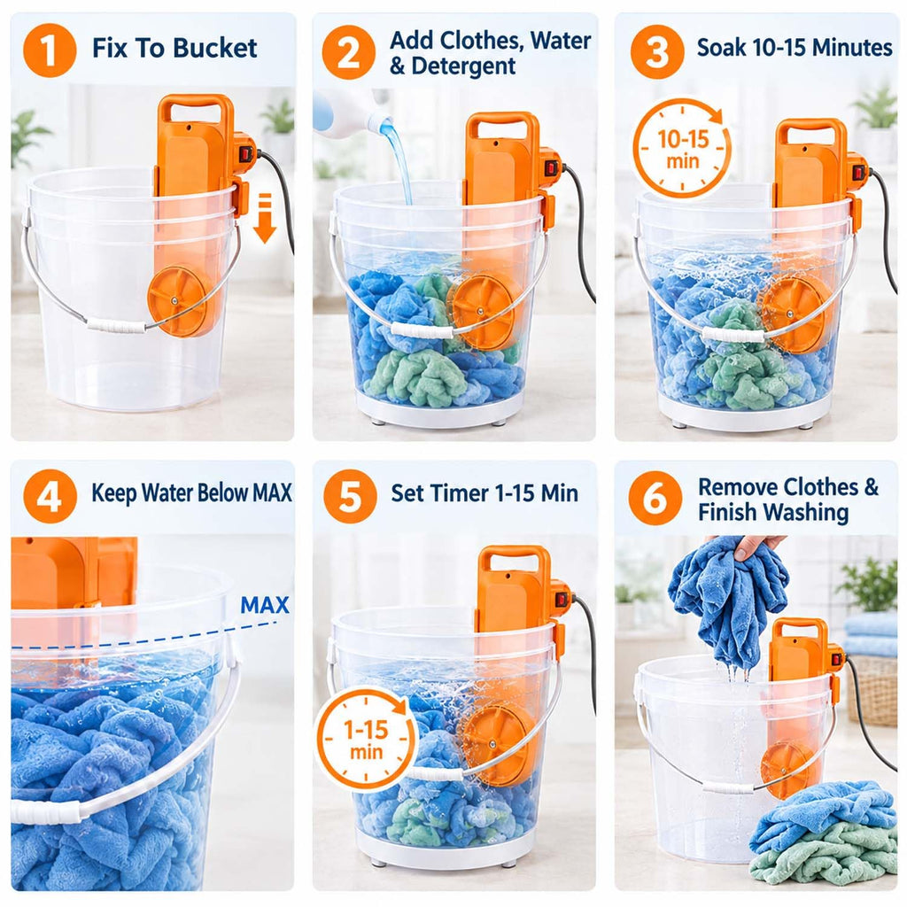 Portable Bucket Washing Machine, 5-Gallon Mini Washer with Timer (red)