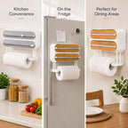 Magnetic Foil & Plastic Wrap Organizer, 3-in-1 Dispenser with Cutter (B, XL)